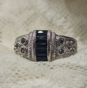Judith Ripka Sterling Silver Genuine Blue Sapphire Rope Band Ring – Size 6